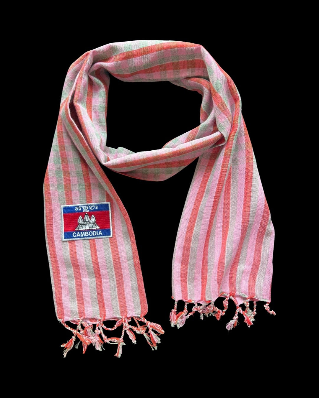 Cambodian Scarf Krama with Cambodian Flag