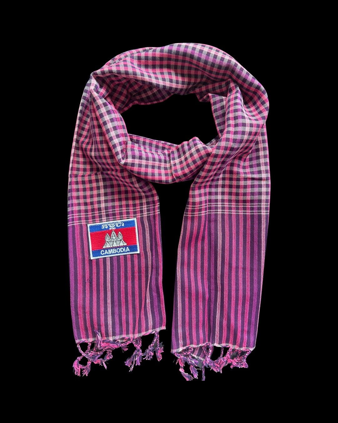 Cambodian Scarf Krama with Cambodian Flag