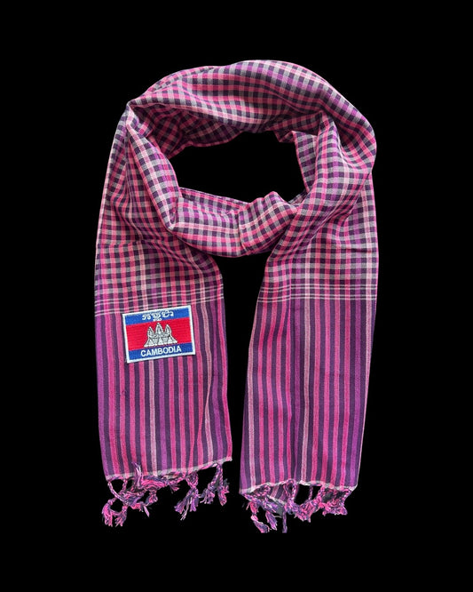 Cambodian Scarf Krama  with Cambodian Flag
