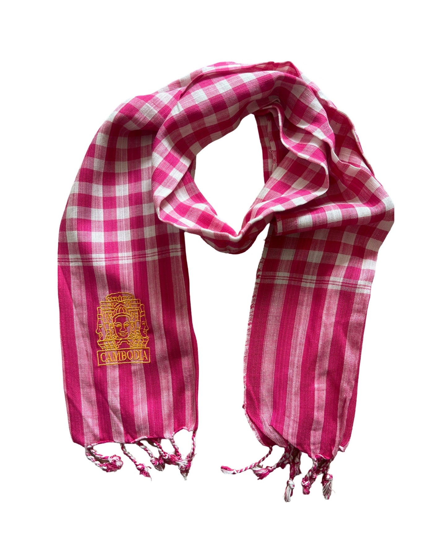 Cambodian Scarf Krama with Bayon Embriodery