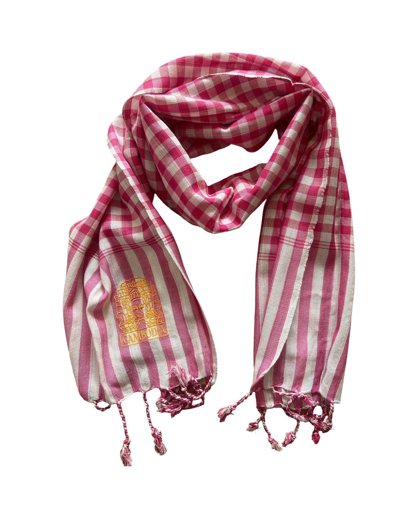 Cambodian Scarf Krama with Bayon Embriodery