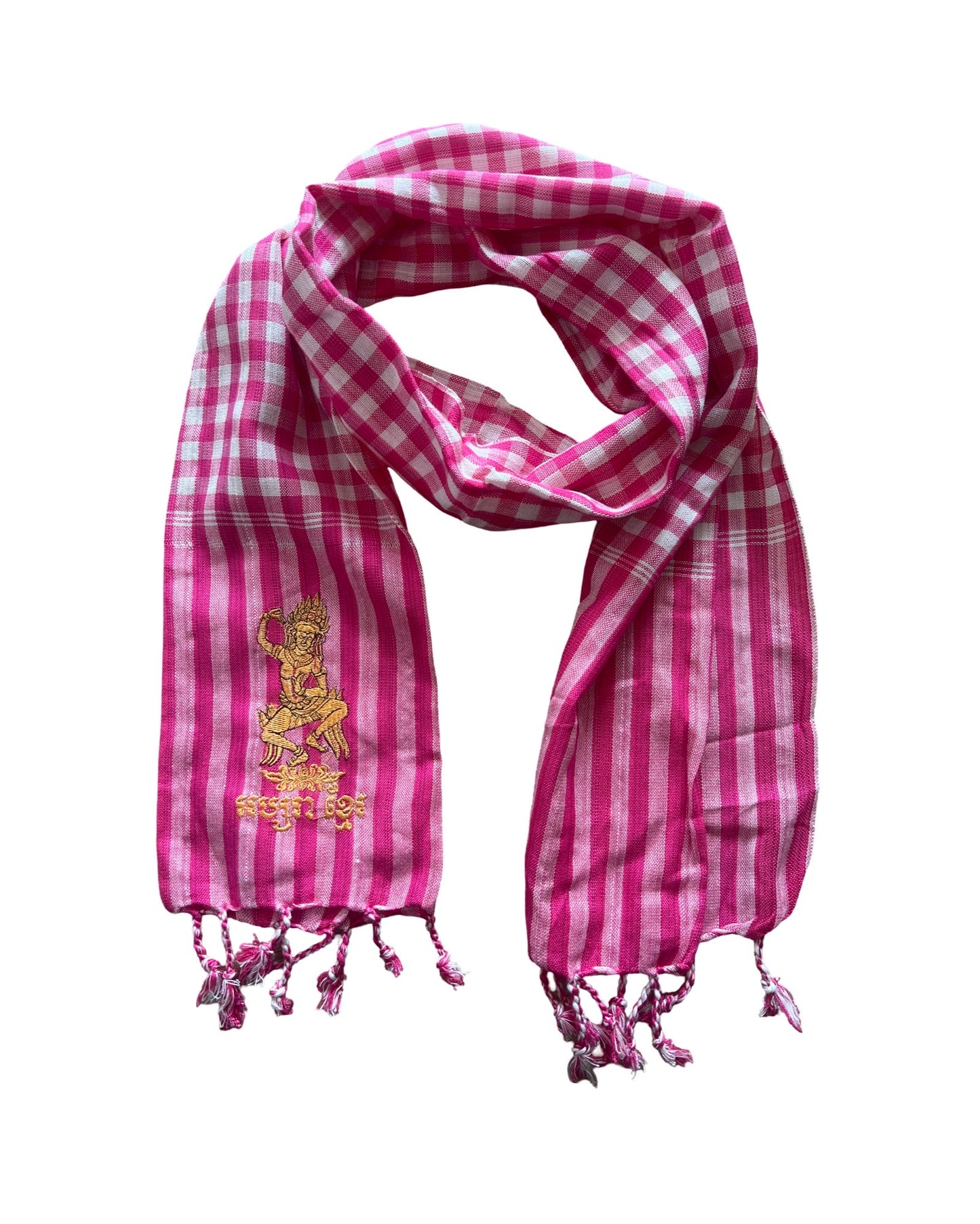Cambodian Scarf Krama with Apasra Embroidery