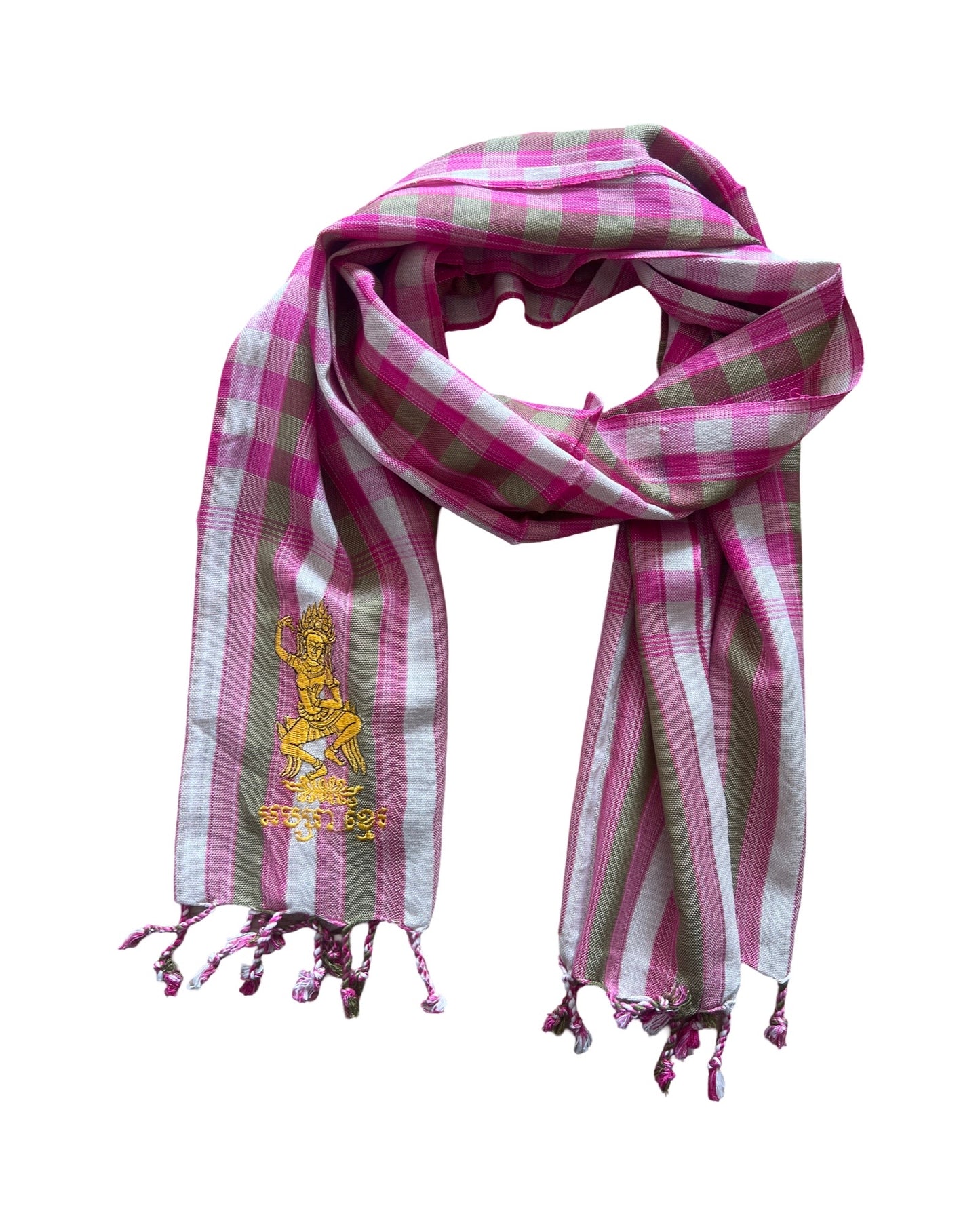 Cambodian Scarf Krama with Apasra Embroidery