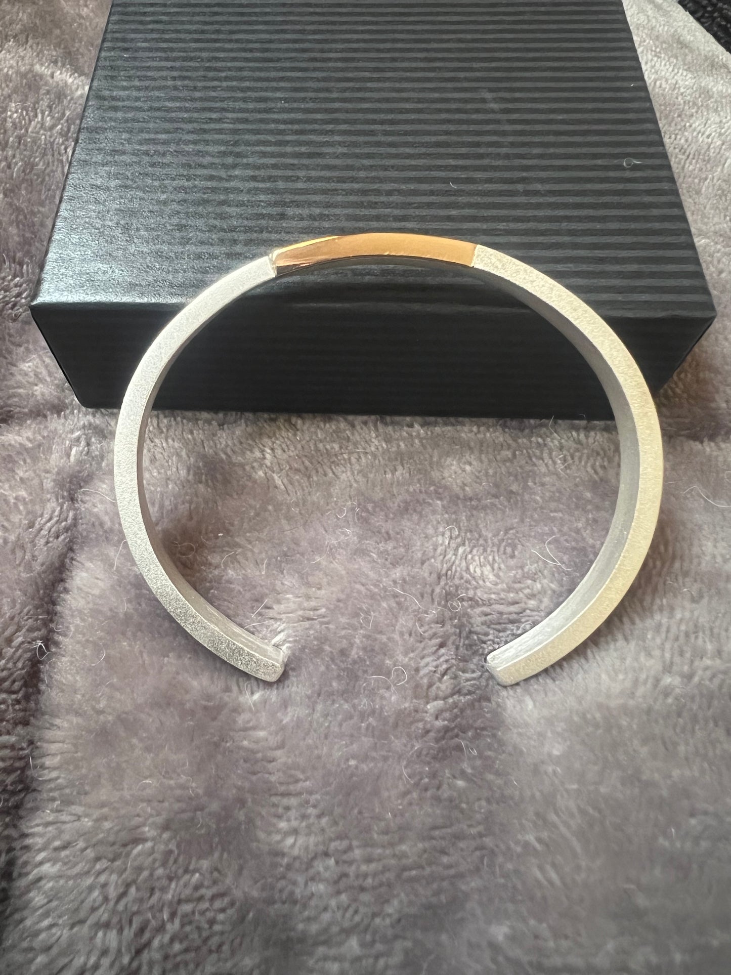 99.9 Pure Silver Bangle with 18k Gold Accents