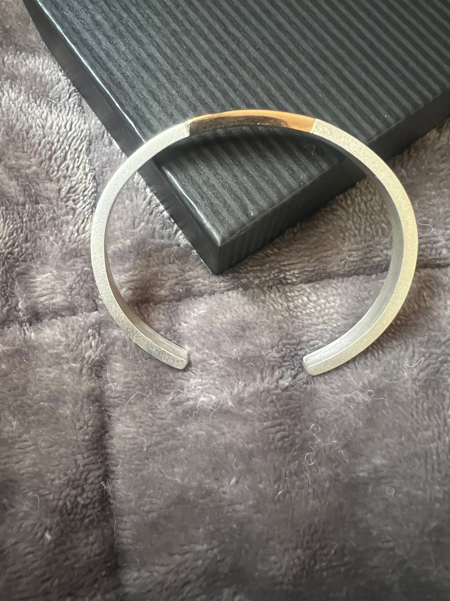 99.9 Pure Silver Bangle with 18k Gold Accents