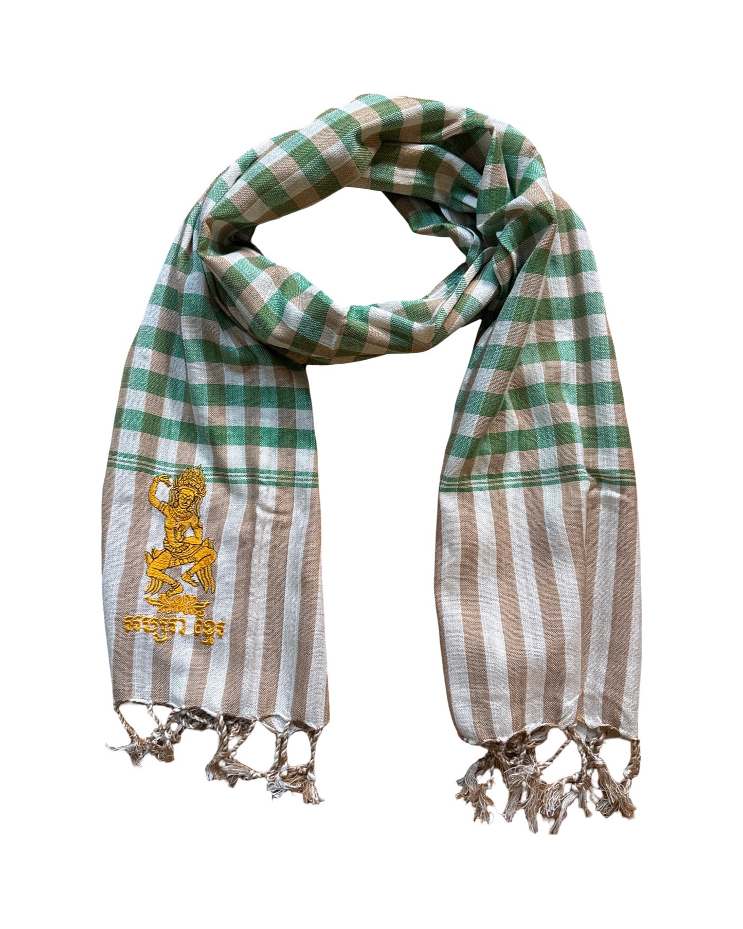 Cambodian Scarf Krama with Apasra Embroidery