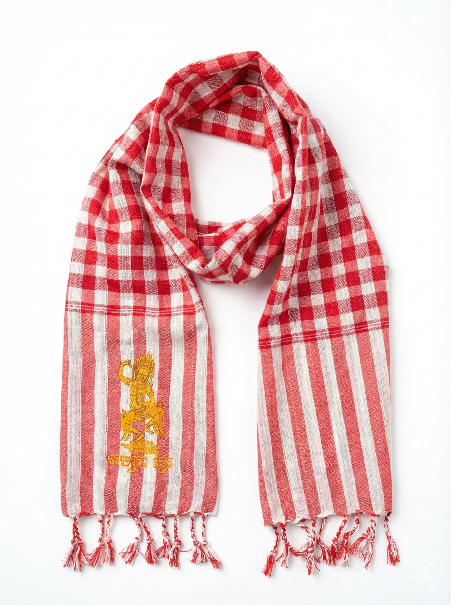 Cambodian Scarf Krama with Apasra Embroidery