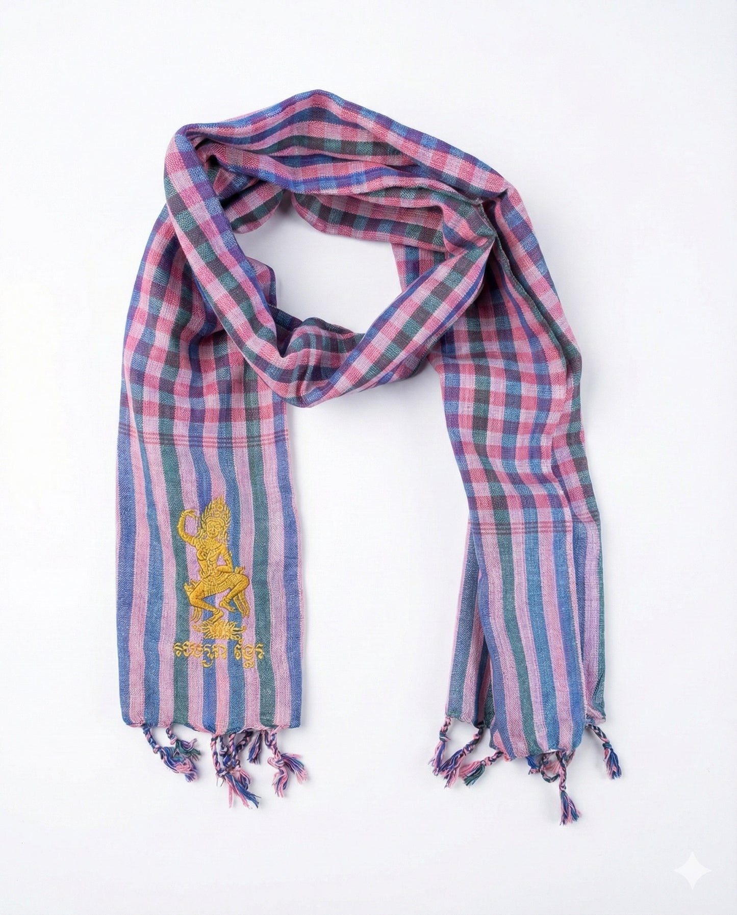 Cambodian Scarf Krama with Apasra Embroidery