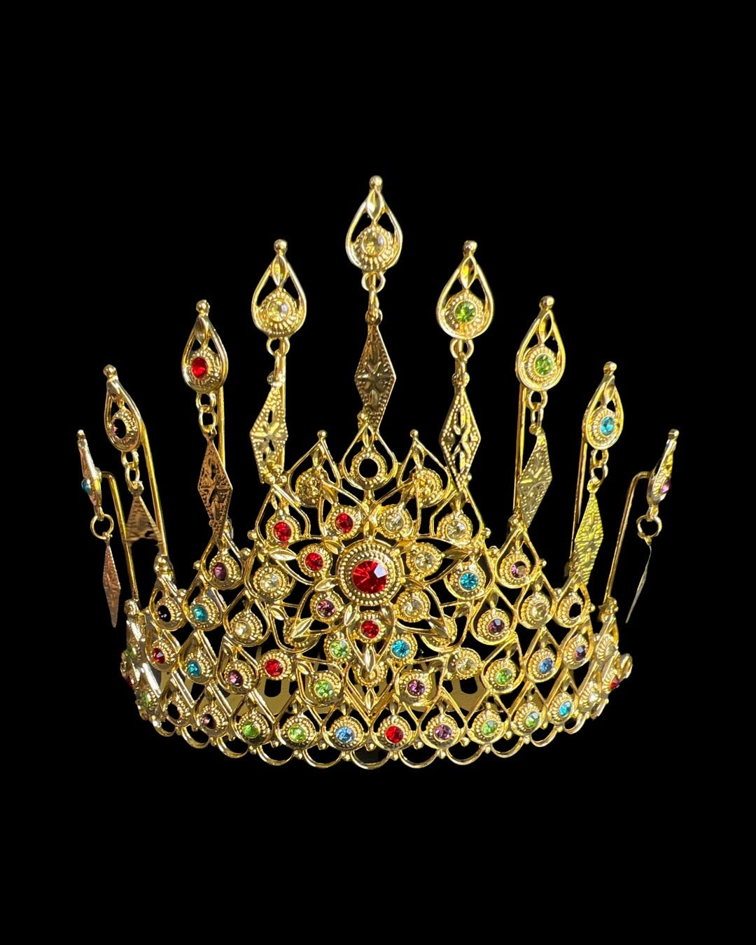 Princess Crown Headwear Metal with Multi-color stones