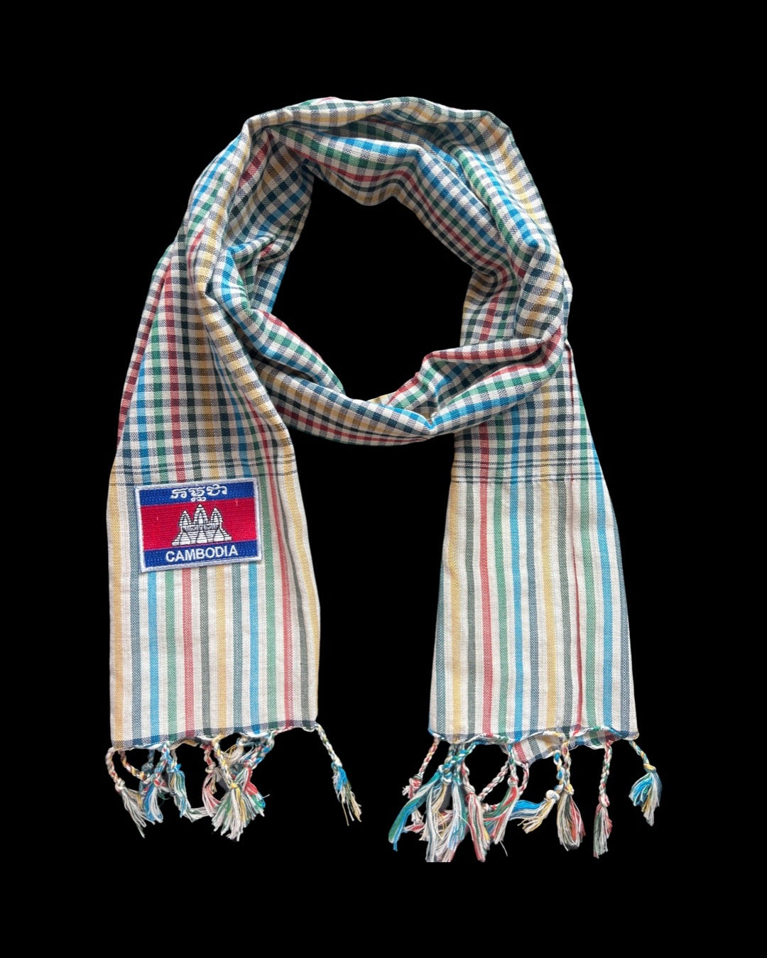 Cambodian Scarf Krama  with Cambodian Flag