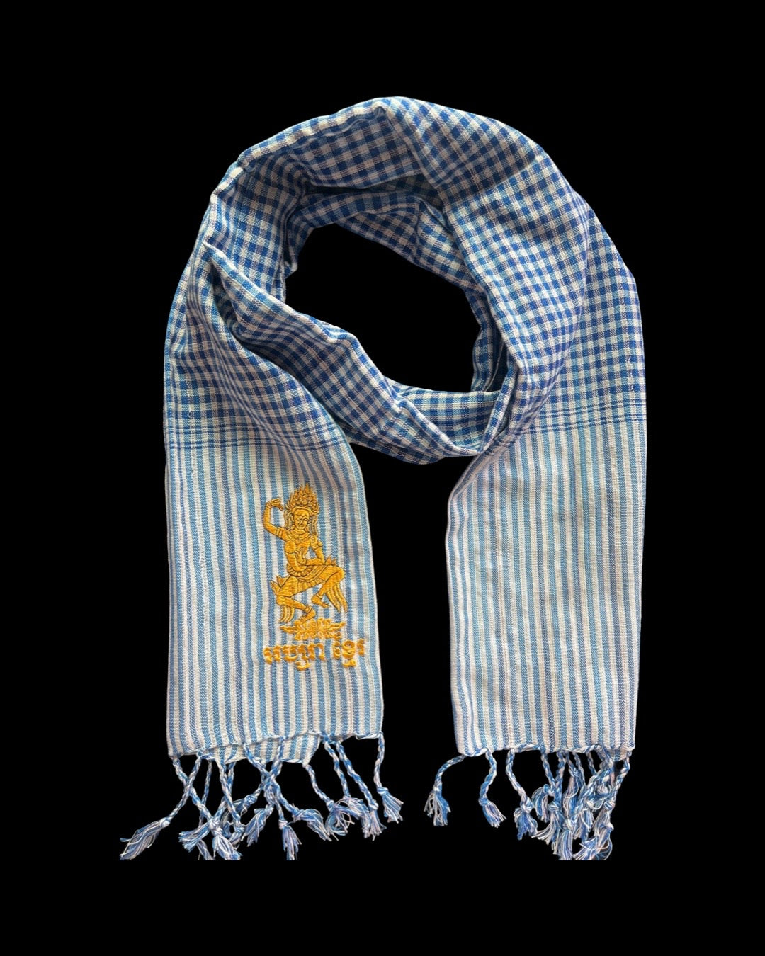 Cambodian Scarf Krama with Apasra Embroidery