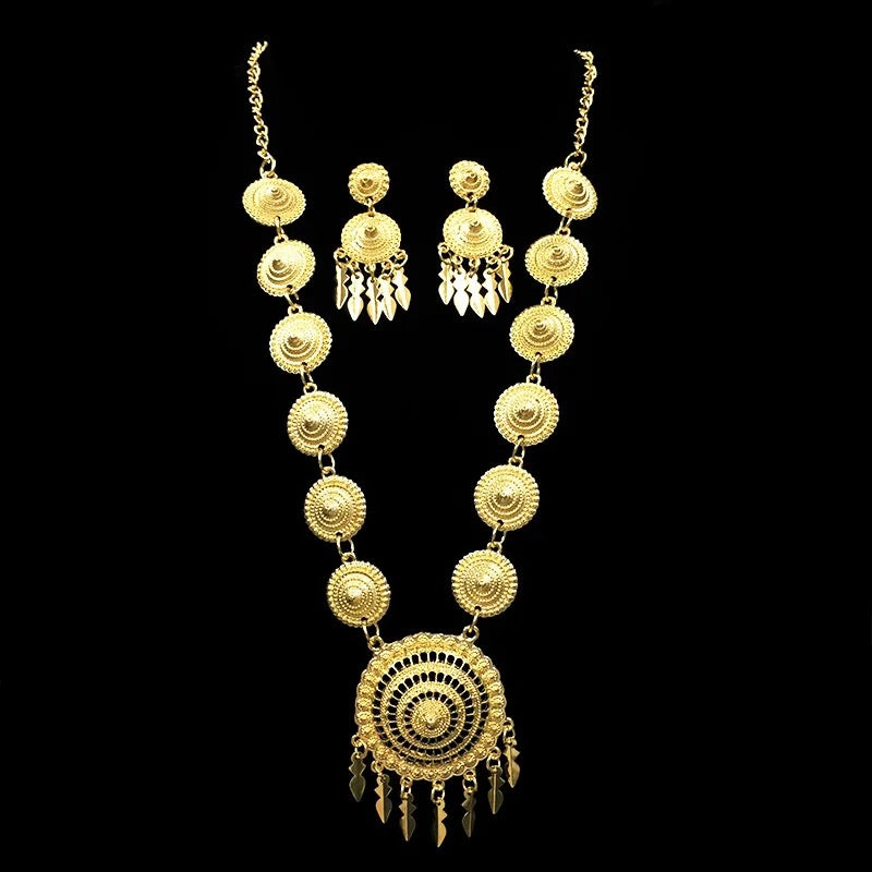 Retro Ethnic Style Necklace Earrings Set