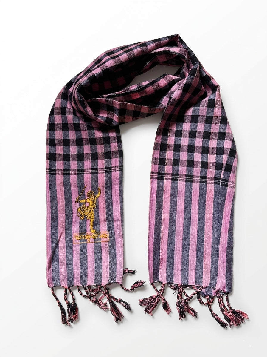 Cambodian Scarf Krama with Hanuman Embroidery
