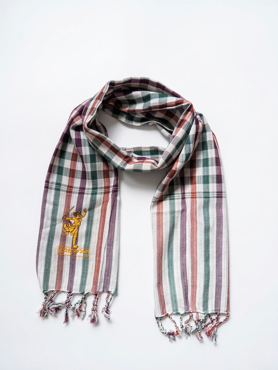 Cambodian Scarf Krama with Hanuman Embroidery