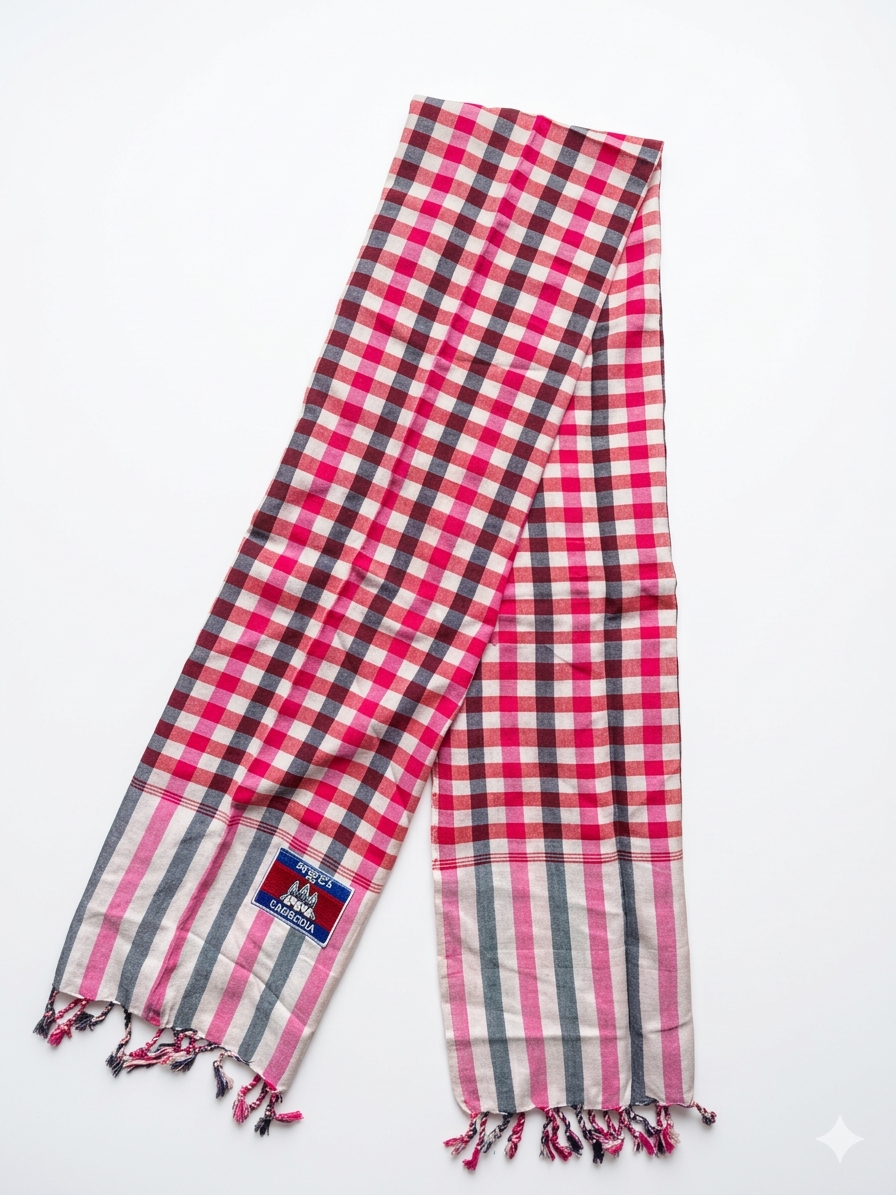 Cambodian Scarf Krama  with Cambodian Flag