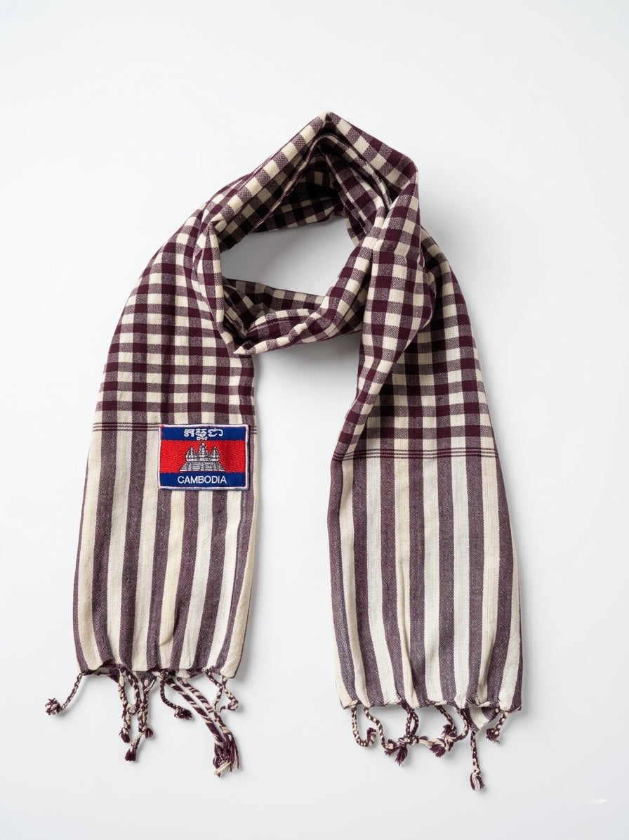 Cambodian Scarf Krama  with Cambodian Flag