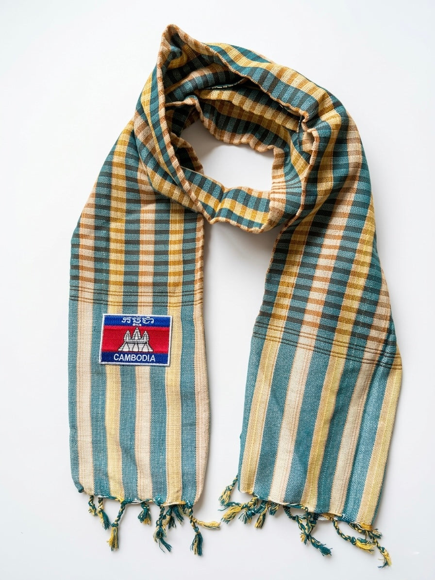 Cambodian Scarf Krama  with Cambodian Flag