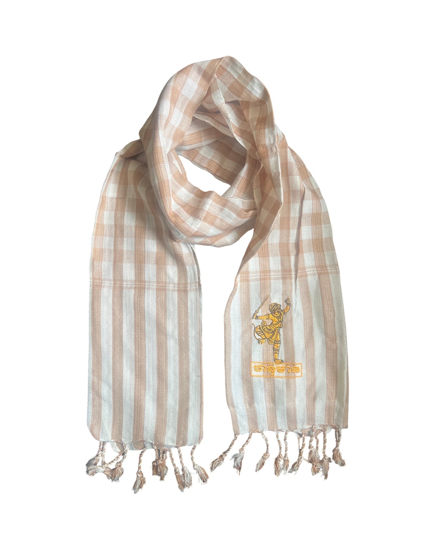 Cambodian Scarf Krama with Hanuman Embroidery